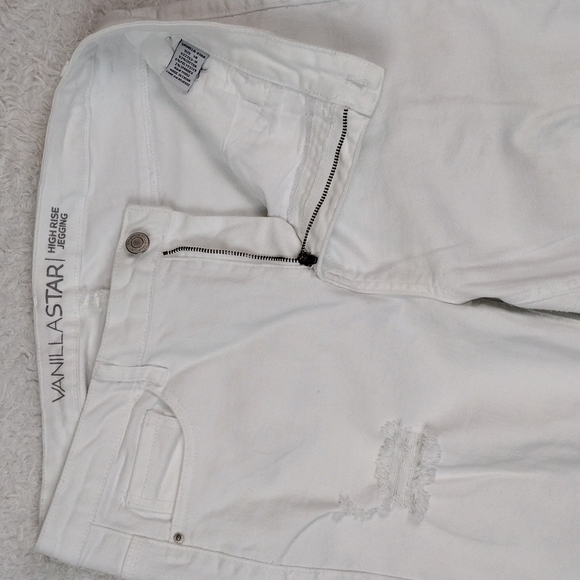 Vanilla Star White High Rise Straight Leg Distressed Ripped Five People Jeans - Picture 7 of 15